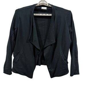 CASLON Black Open Front Waterfall Cardigan Jacket Women 100 Cotton